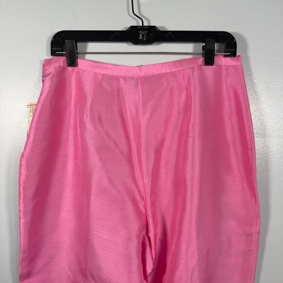 Deadstock 100% Silk Taffeta Pants Pink Vintage 90s Trousers Bubblegum Barbiecore - Picture 9 of 12
